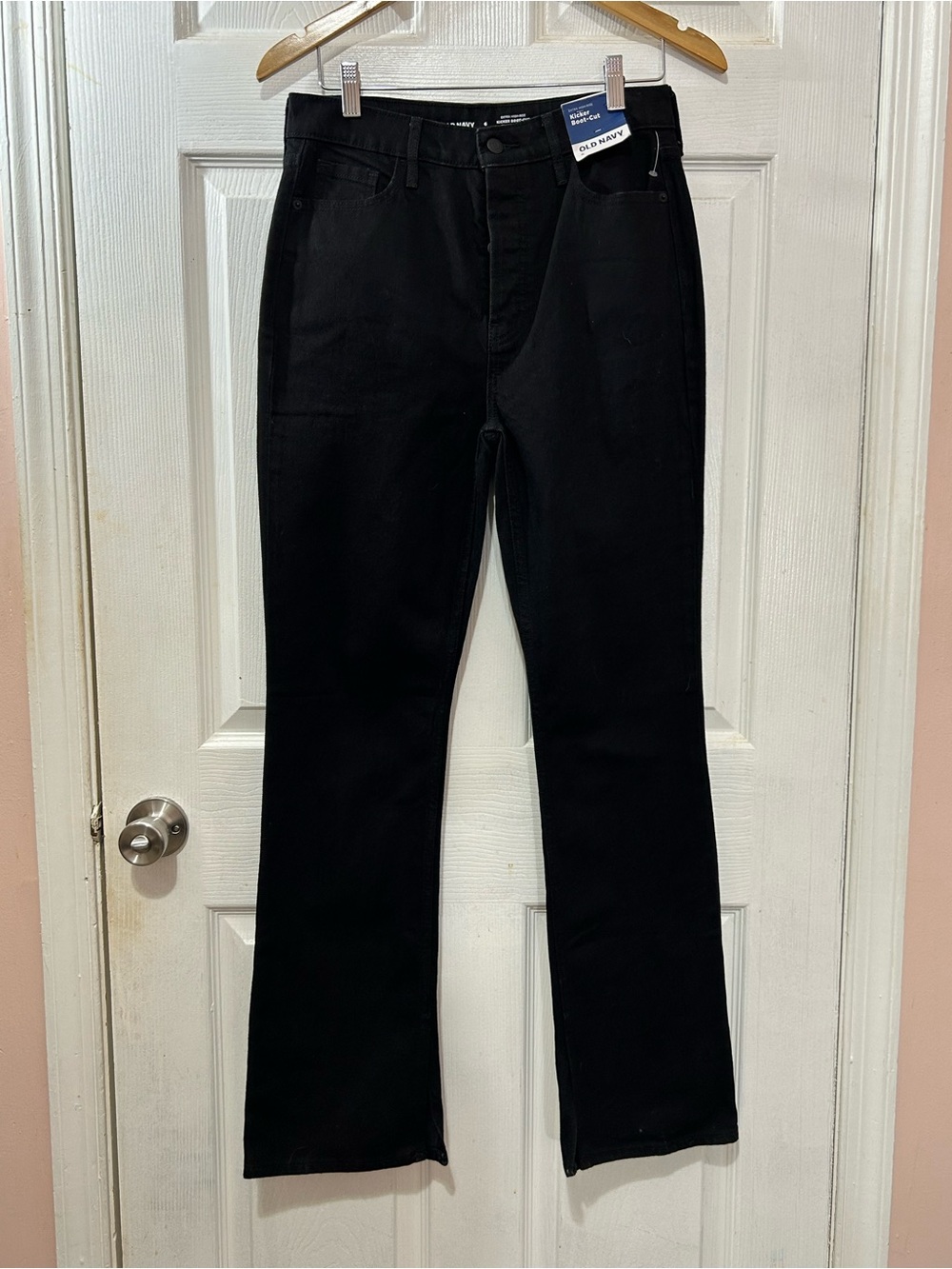 Old Navy Kicker Boot-Cut Jeans Size 6 Black Extra High-Rise Denim NWT